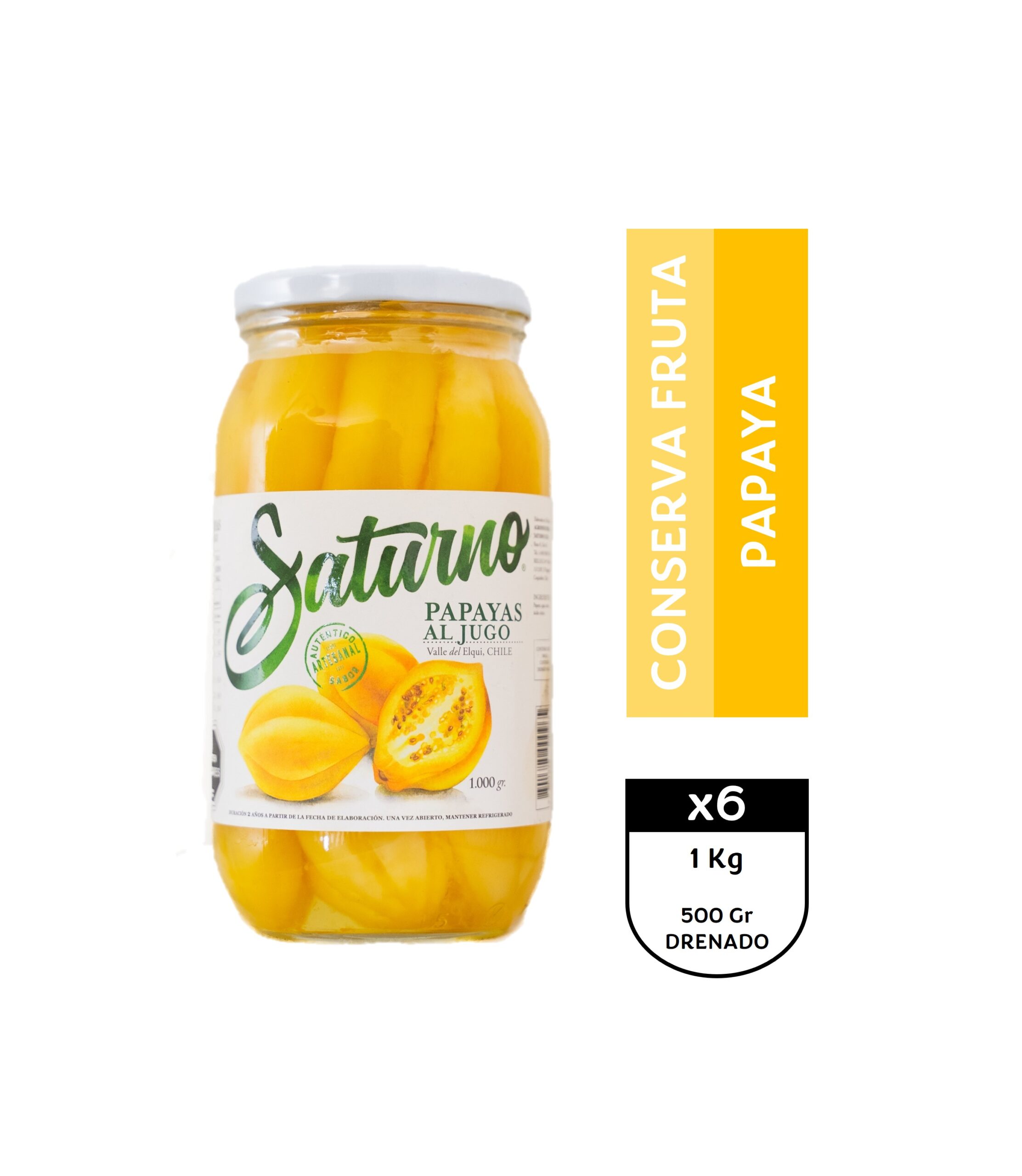 Papayas al jugo Saturno 6 x 1.000g
